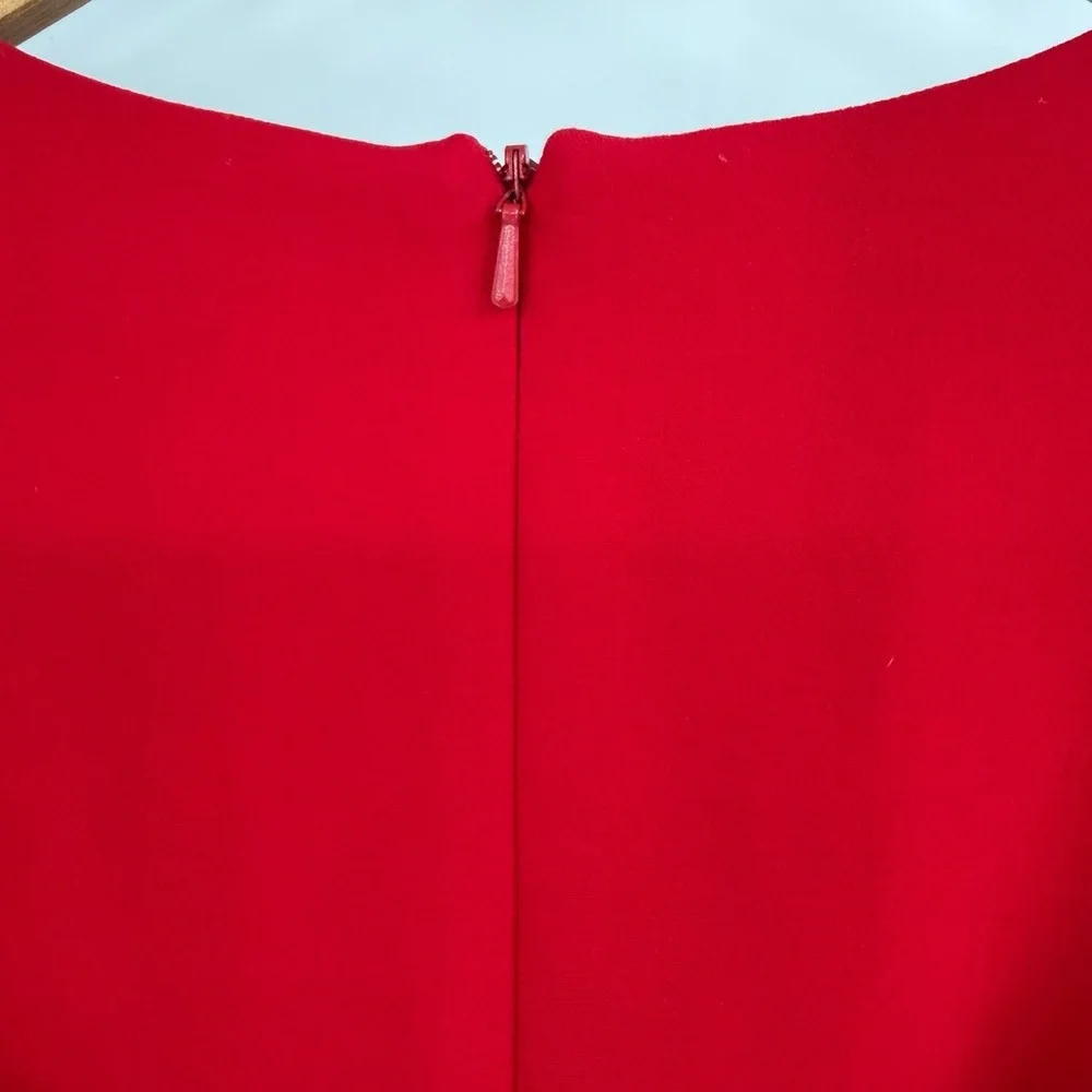 Black Halo Womens Size 8 Jumpsuit Red Ruffle Shoulder Formal Cocktail City Sleek